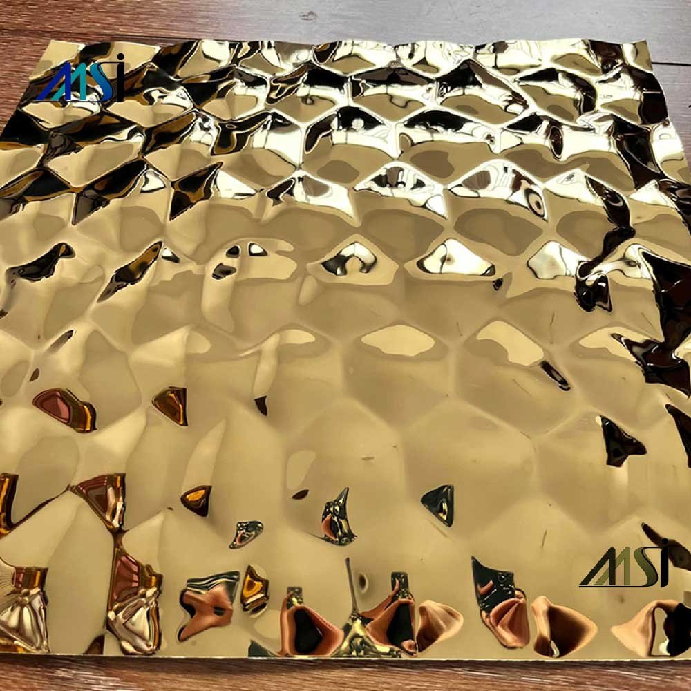 SS 3D Embossed Sheet Gold Coated